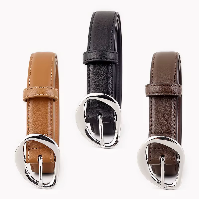 Ceintures de taille en cuir de vache uni noir marron pour femmes