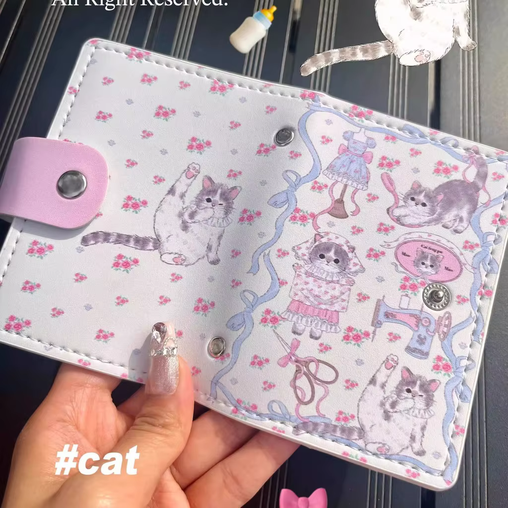 Portefeuille pour cartes en cuir Pu, écologique, imprimé de dessins animés, porte-cartes avec blocage Rfid, grande capacité, pour les voyages et les rendez-vous