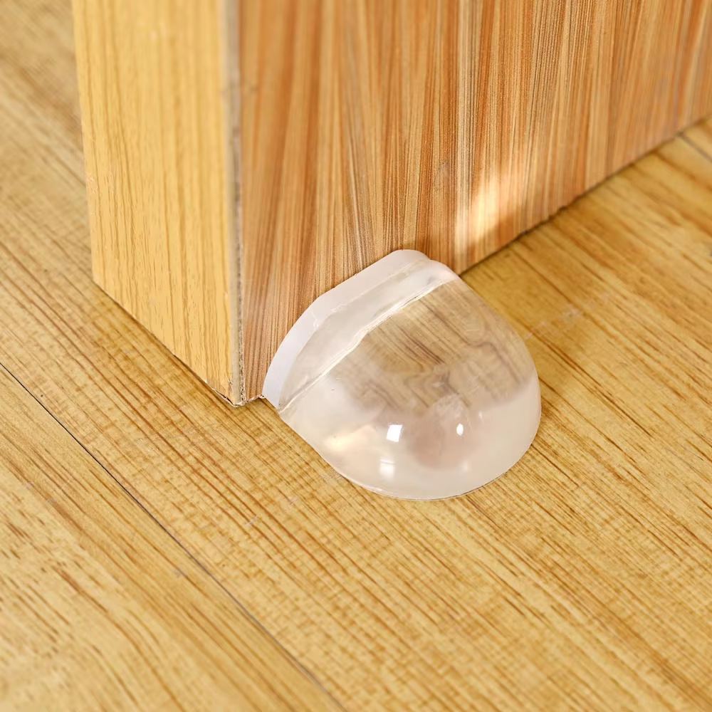 Butoir de porte auto-adhésif transparent sans poinçon, support de porte, butée de porte pour la protection de la maison, accessoires muraux et meubles, 1PC