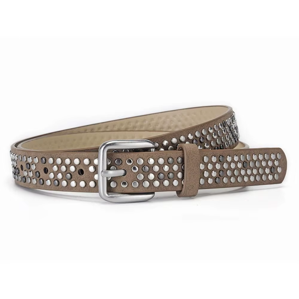 Ceinture tendance en daim à boucle ardillon et rivets