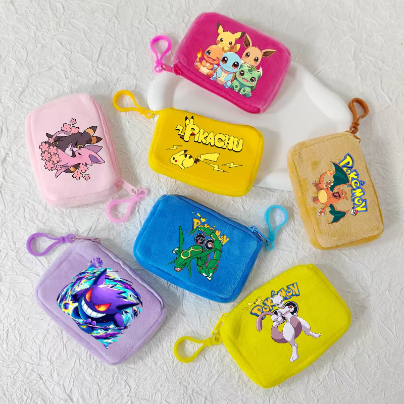 Porte-monnaie Pokémon, mignon Pikachu Gengar Charmander, mini portefeuille anime, sacs de rangement tendance, pochette à clés de dessin animé, cadeau pour garçons et enfants