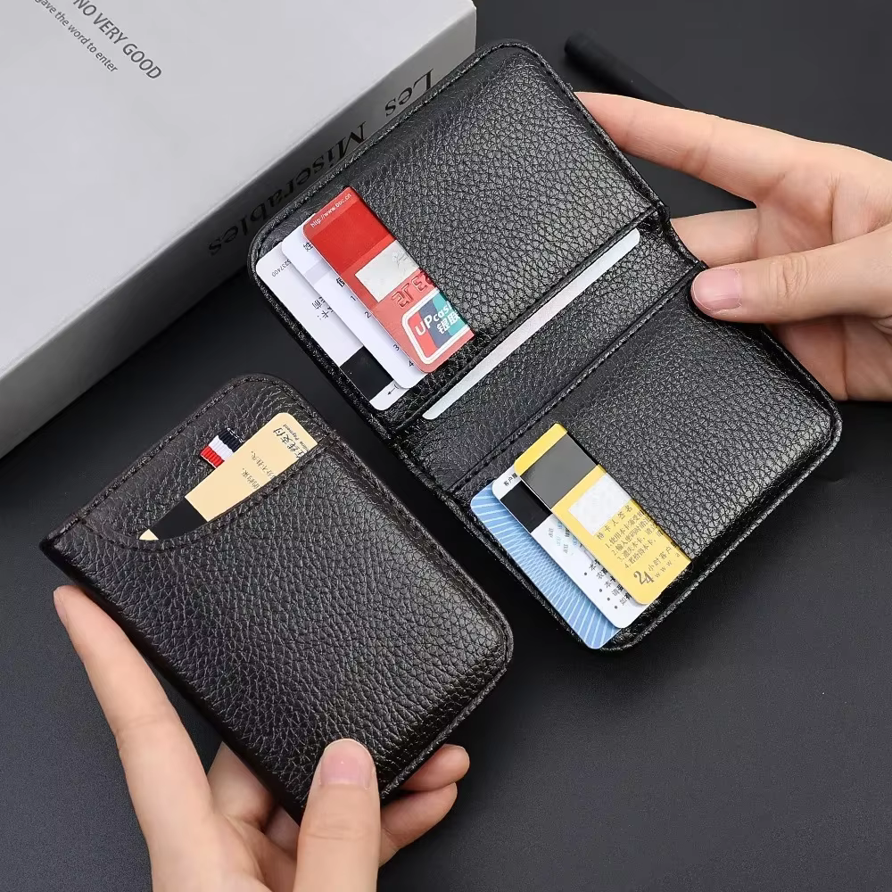 Portefeuille en cuir PU souple super fin pour hommes