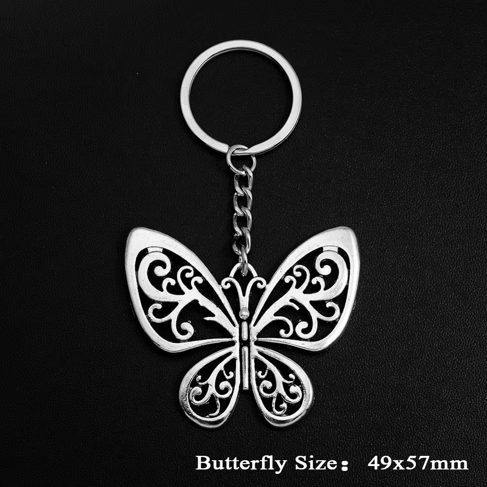 Porte-clés à breloques papillon, pendentifs esthétiques, bijoux, cadeau de vacances, anneau de chaîne pour femmes, sac de petite amie, voiture