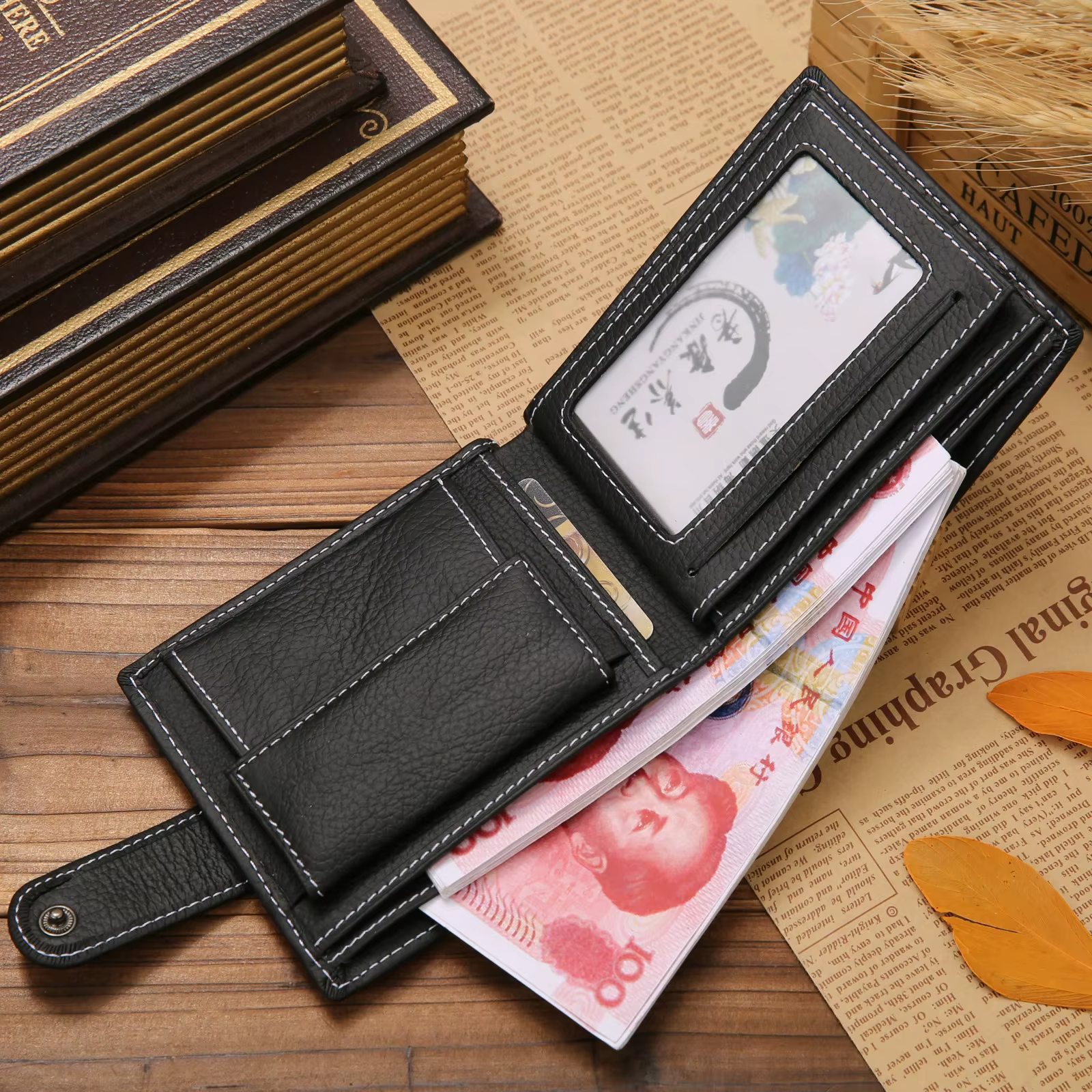 Portefeuille pour hommes en cuir véritable