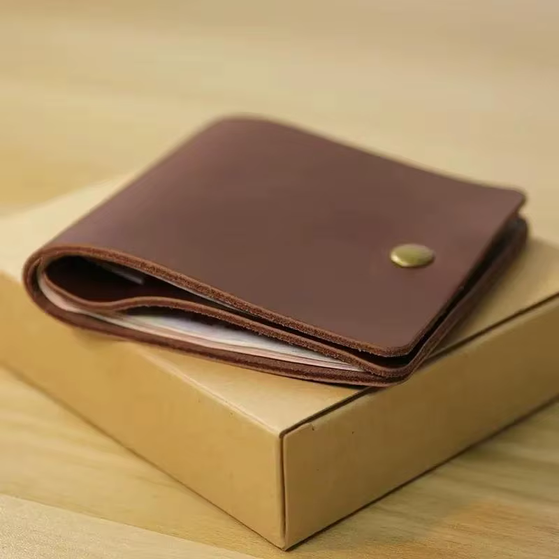 1 PC rétro minimaliste à deux volets en cuir porte-cartes pour hommes et femmes envelopper porte-carte de crédit Porte Carte portefeuille