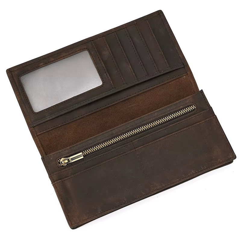 RFID – portefeuille en cuir de cheval fou pour hommes