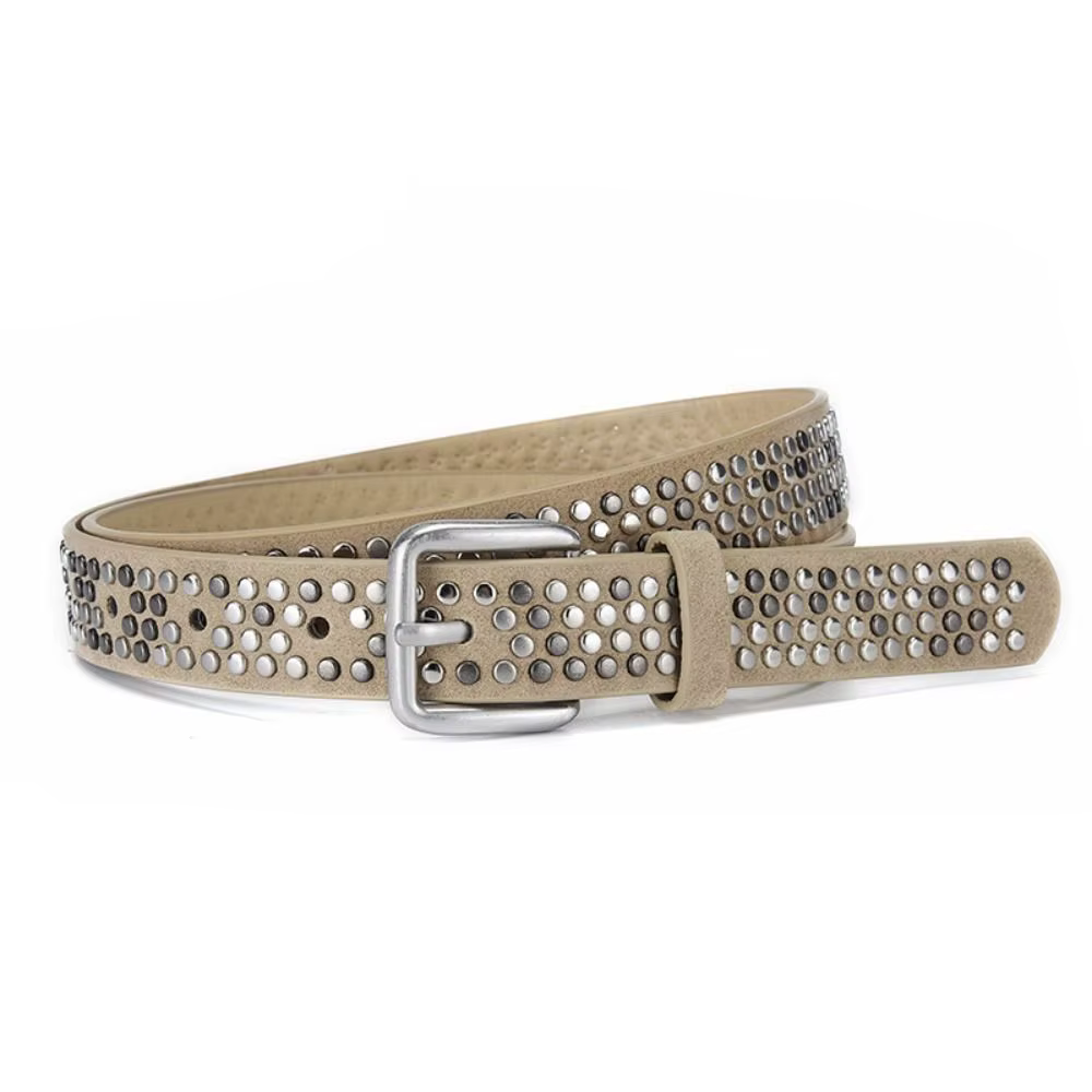 Ceinture tendance en daim à boucle ardillon et rivets