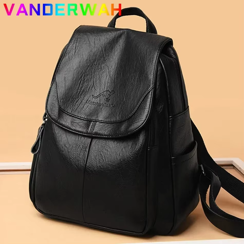 Sac à dos en cuir véritable pour femme