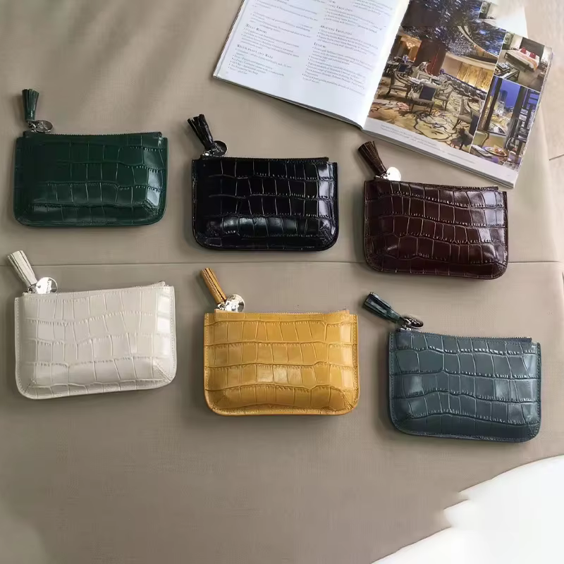 Porte-monnaie en cuir véritable pour hommes et femmes