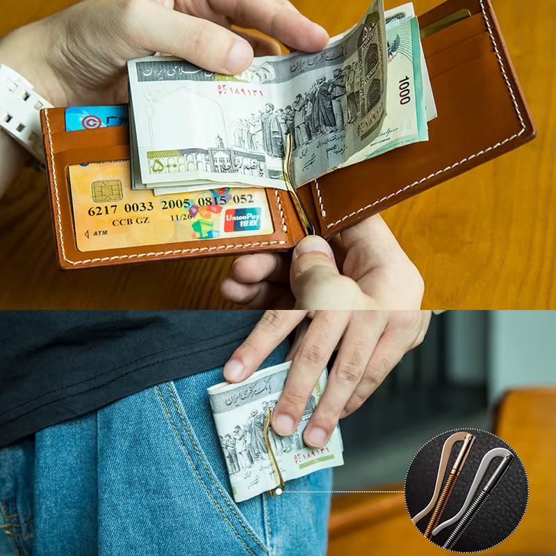 WUTA 1Pc pinces à billets à ressort barre mince portefeuille pince
