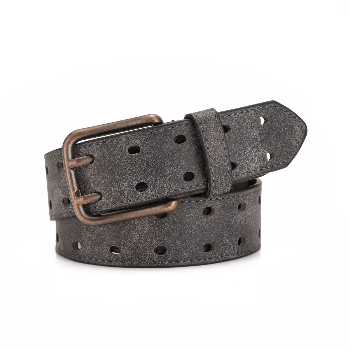 Une ceinture décontractée à boutons pour hommes et femmes, du même style, une ceinture rétro en PU.