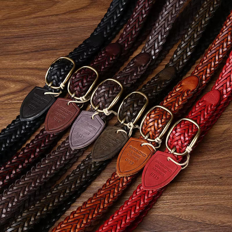 Ceinture en cuir artisanale avec boucle en cuivre