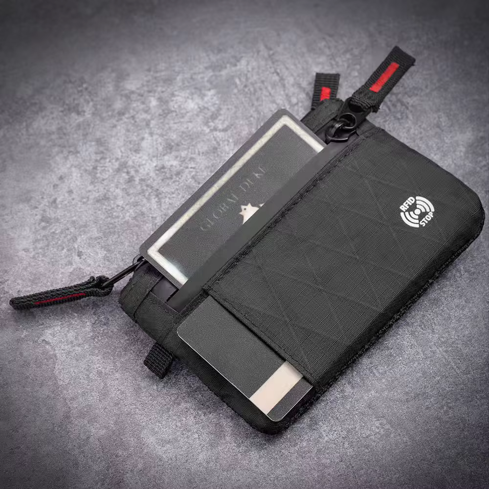 Portefeuille ultra-fin anti-vol RFID tendance Edc | Porte-monnaie unisexe à fermeture éclair | Porte-cartes de crédit