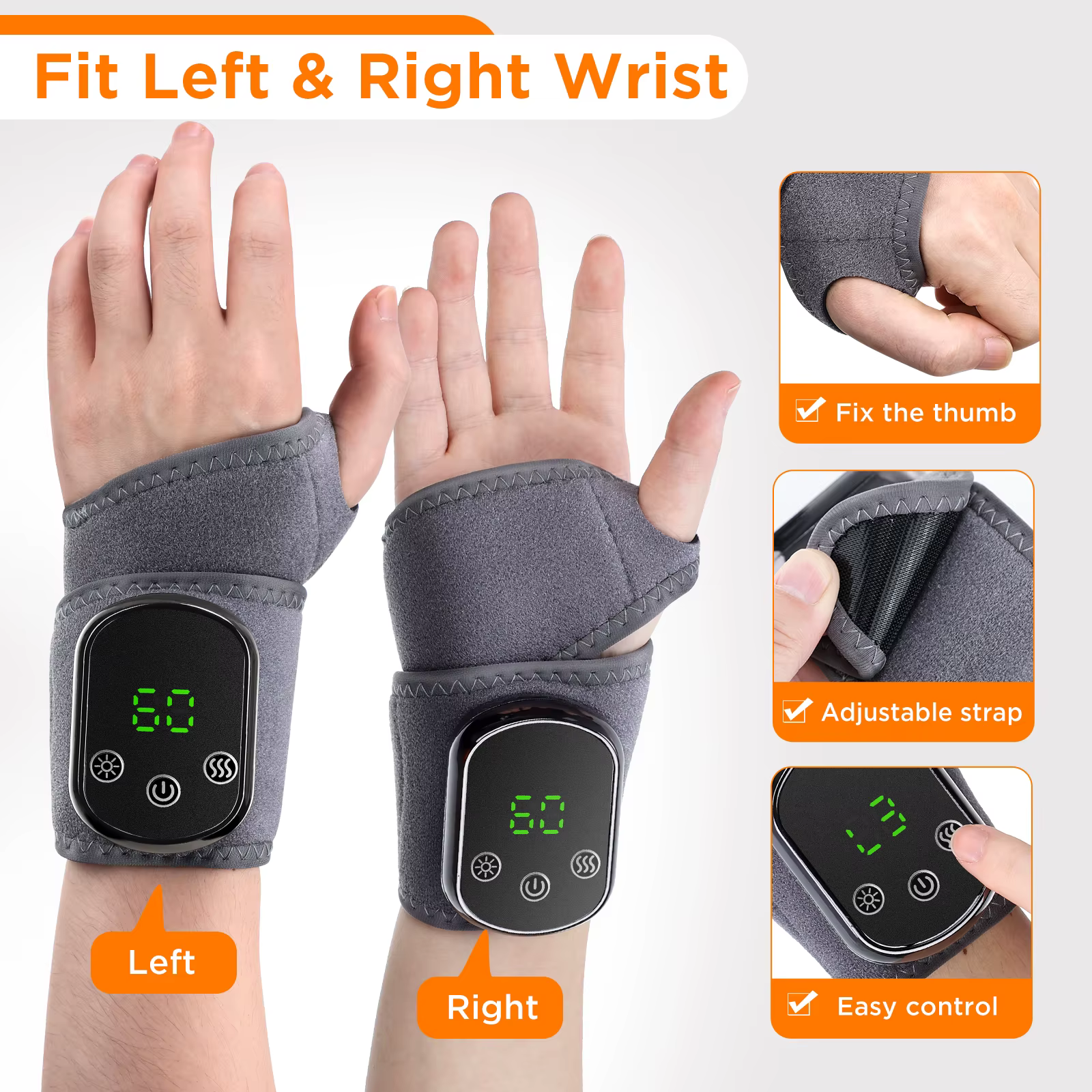Masseur chauffant pour poignets et pieds pour le confort à domicile, enveloppe chauffante sans fil pour poignets avec 5 modes de chaleur et 3 modes de vibration, ceinture de massage pour chevilles