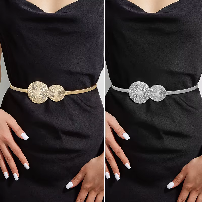 Ceinture élastique en métal pour femmes, chaîne de taille fine en or et argent avec décoration de jupe de robe, ceinture de chaîne de printemps polyvalente, nouvelle collection été