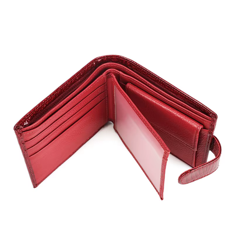 Portefeuille en cuir véritable, style court, tendance, grande capacité, portefeuille en cuir verni haut de gamme, multifonctionnel, 80% de réduction