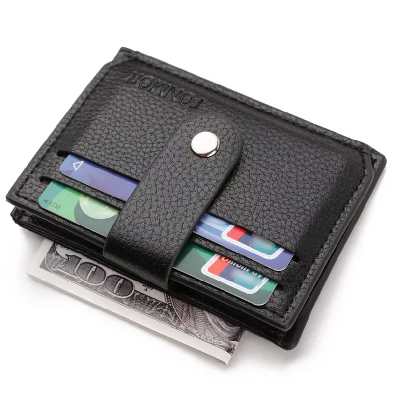 Porte-monnaie mince en cuir PU pour femmes et hommes