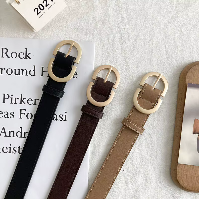 Ceinture à boucle en métal Simple pour femmes