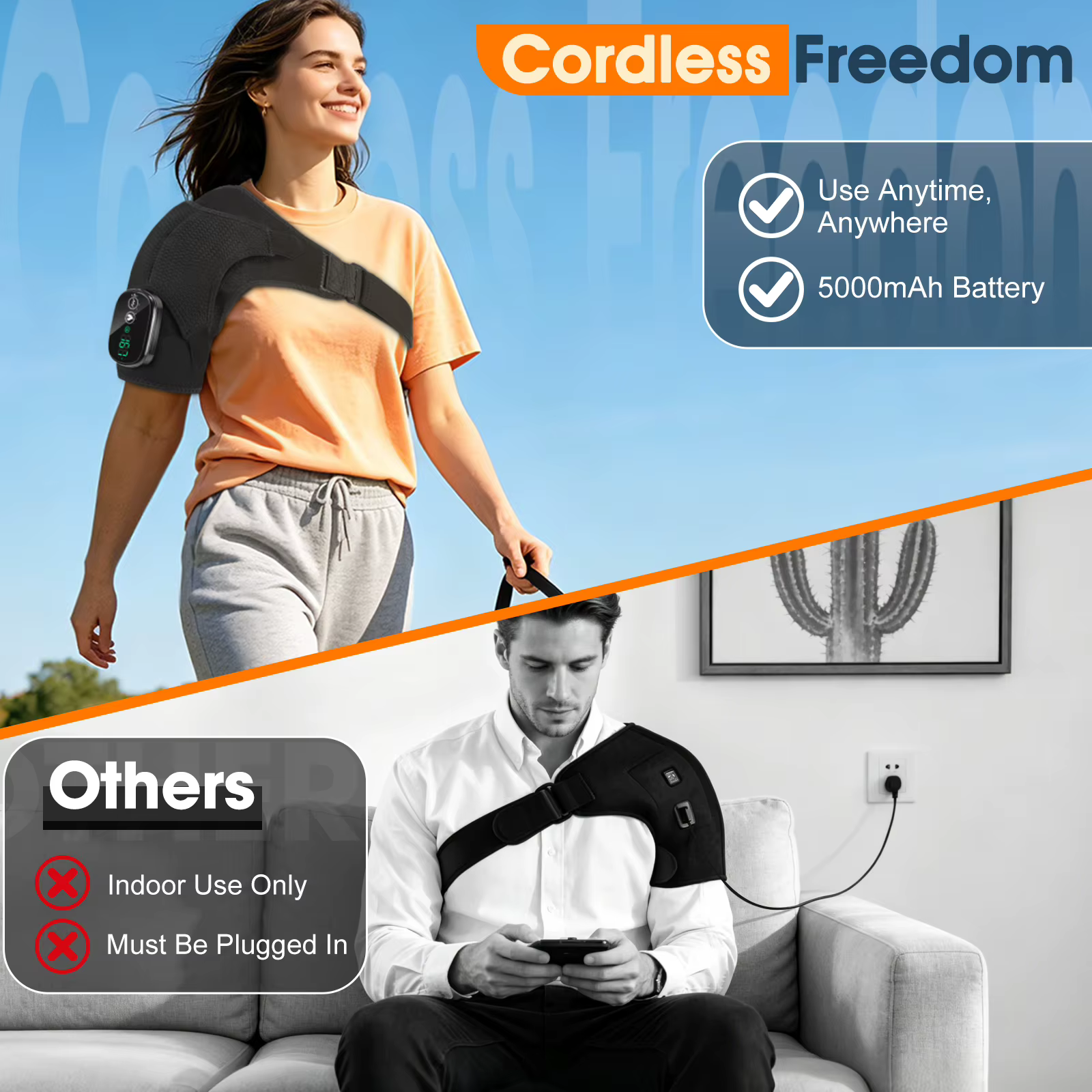 Ceinture de massage chauffante électrique pour épaule et coude, 3 modes de vibration, pour le sport, la relaxation, le soulagement de la fatigue et les soins de santé