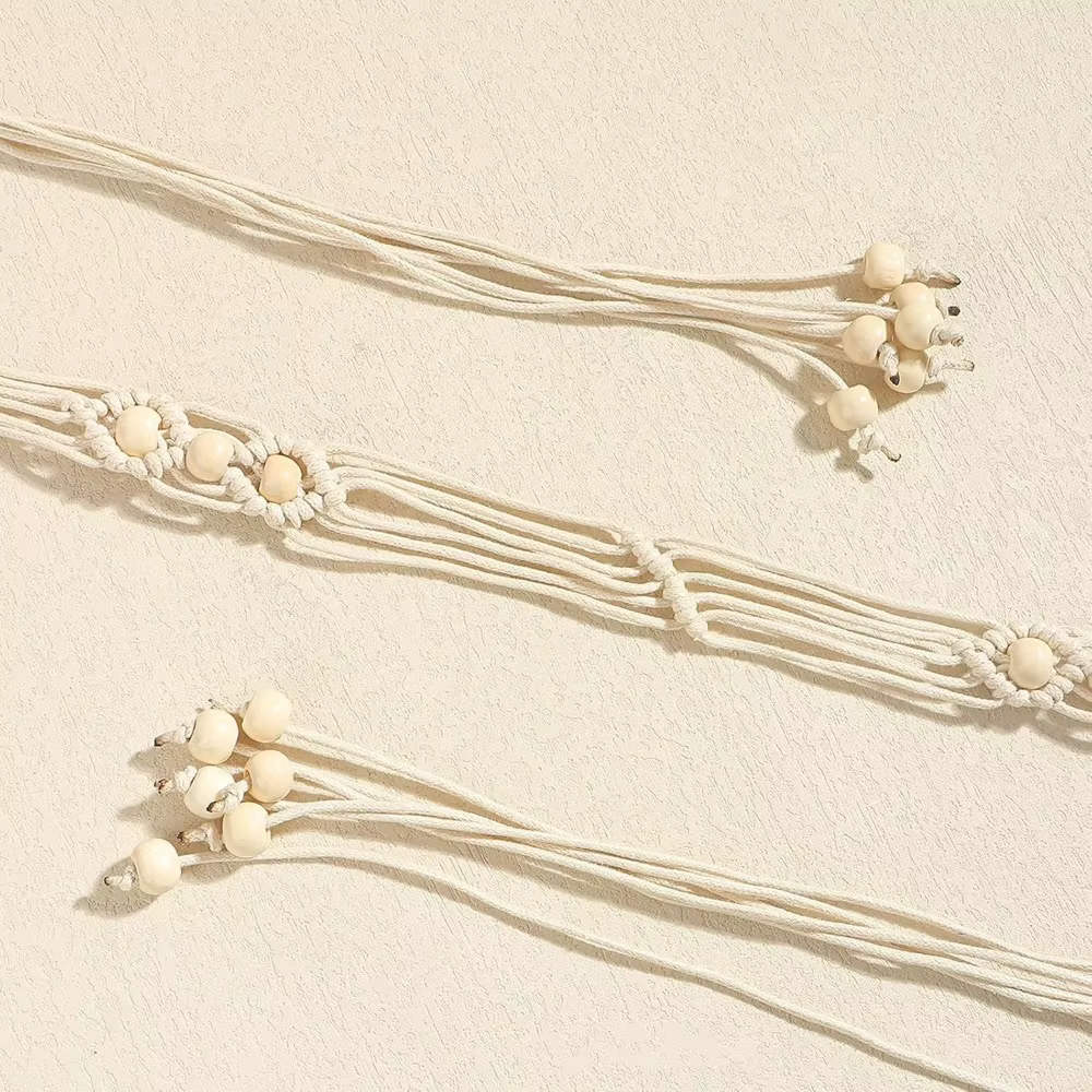 Ceinture tressée bohème pour femmes, ceinture en corde à perles réglable pour robes