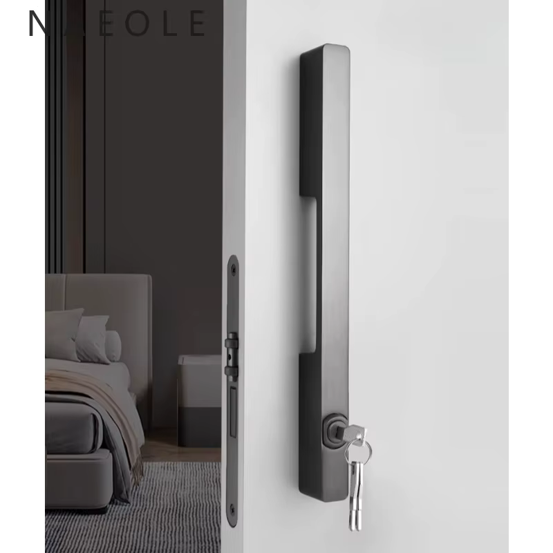 Serrure de porte intérieure, canal d'entrée coulissant, poignée universelle Simple pour la maison, serrure de porte verticale à un mot