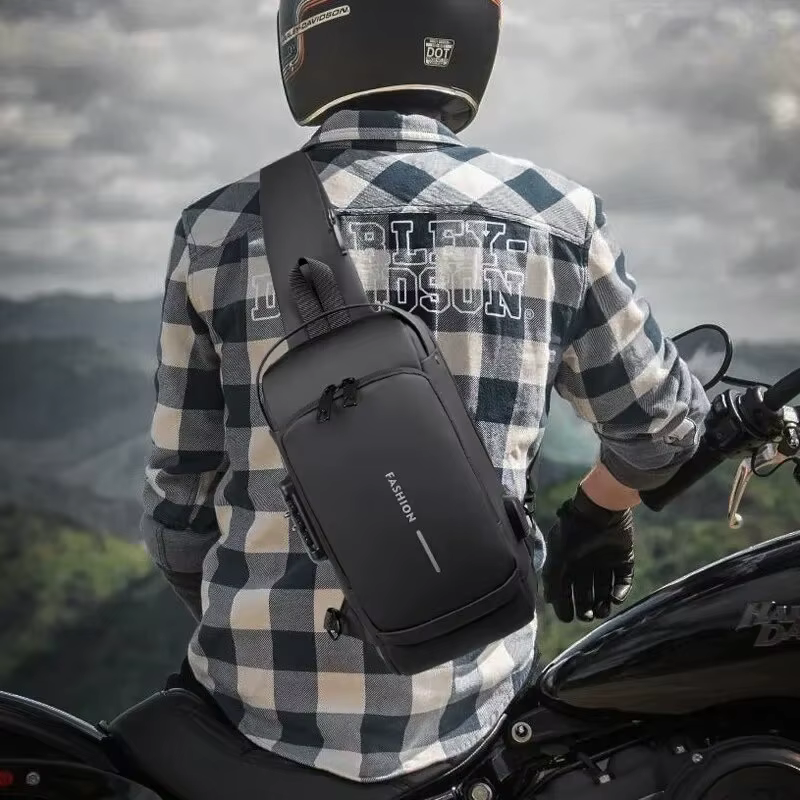 Sac à bandoulière antivol en cuir PU pour homme