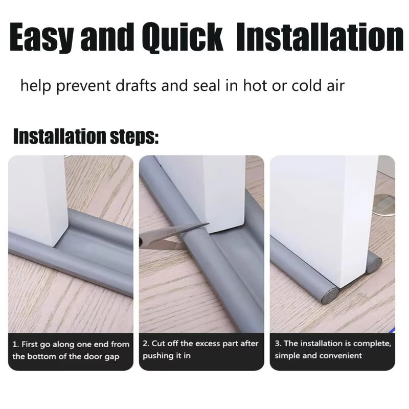 Bande d'étanchéité de porte coupe-vent, double protection sous la porte, bloqueur insonorisé et anti-poussière pour un confort amélioré de la maison.
