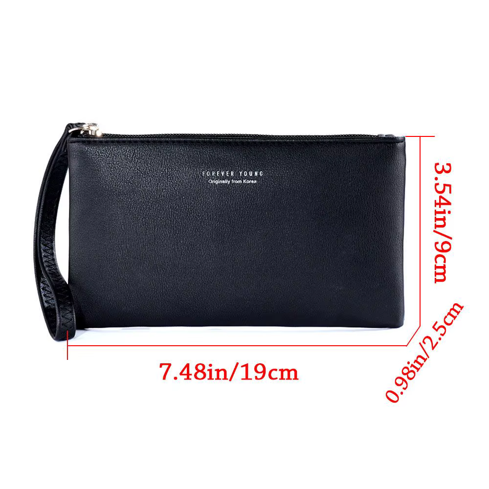 Sac à monnaie zippé en cuir PU pour femme