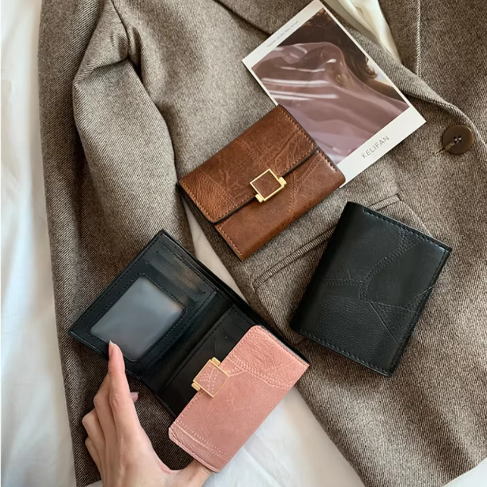 Femmes portefeuille Vintage court en cuir petit sac à main Mini femme mode multi-carte porte-carte porte-monnaie multi-fonctionnel pochette