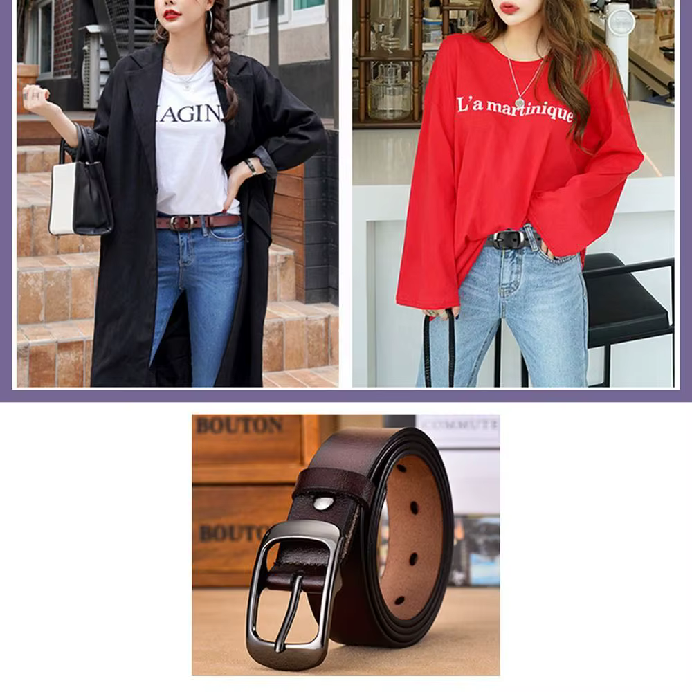 Ceinture en cuir véritable pour femmes