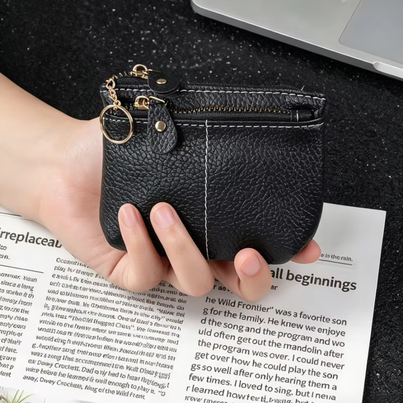Porte-monnaie en toile brodée de cœurs style denim WERLLANDS
