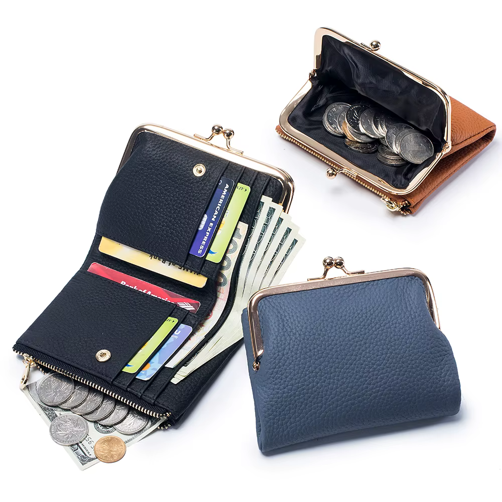 Portefeuille en cuir véritable Kd'appareils Lock pour femme