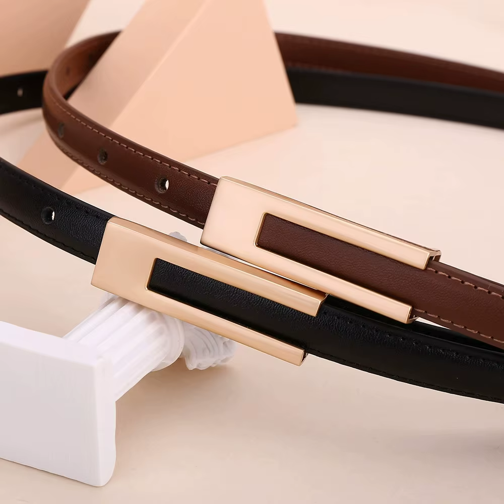Ceinture en cuir de vachette pour femmes ; Ceinture fine pour la taille ; Décoration polyvalente ; Robe amincissante ; Accessoire de costume ; Ceinture pour femmes