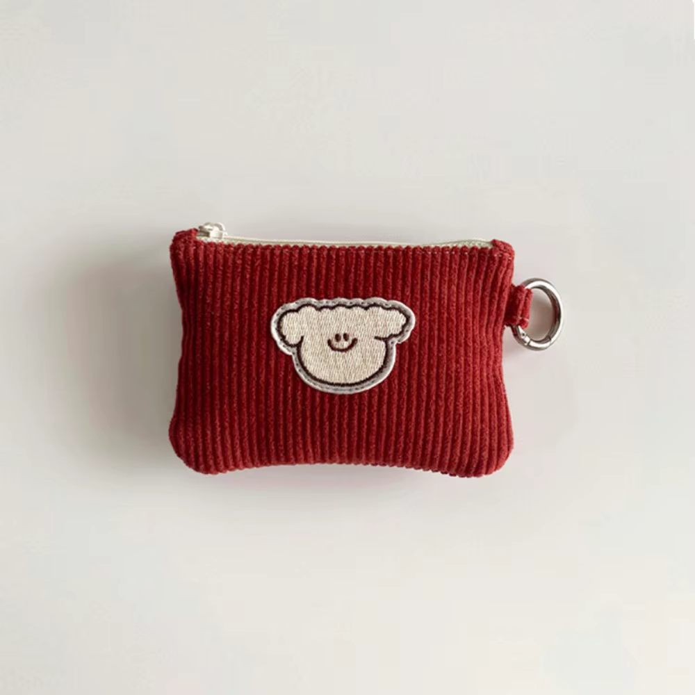 Porte-monnaie en velours côtelé doux, mignon, résistant à l'usure, Mini portefeuille zéro en velours côtelé, sac gaufré à fermeture éclair