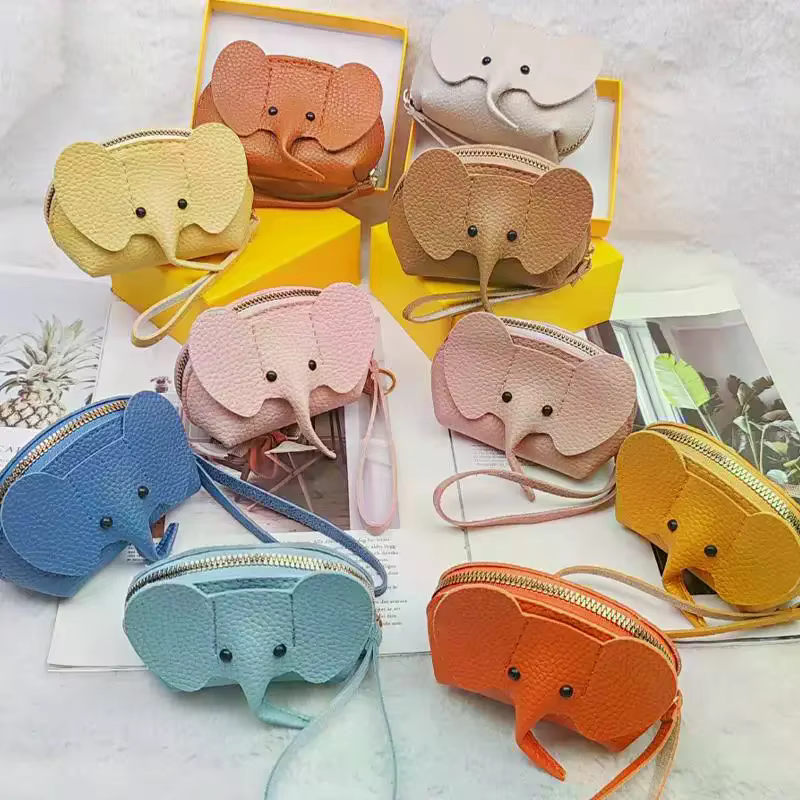 Porte-monnaie éléphant mignon en cuir PU pour femme