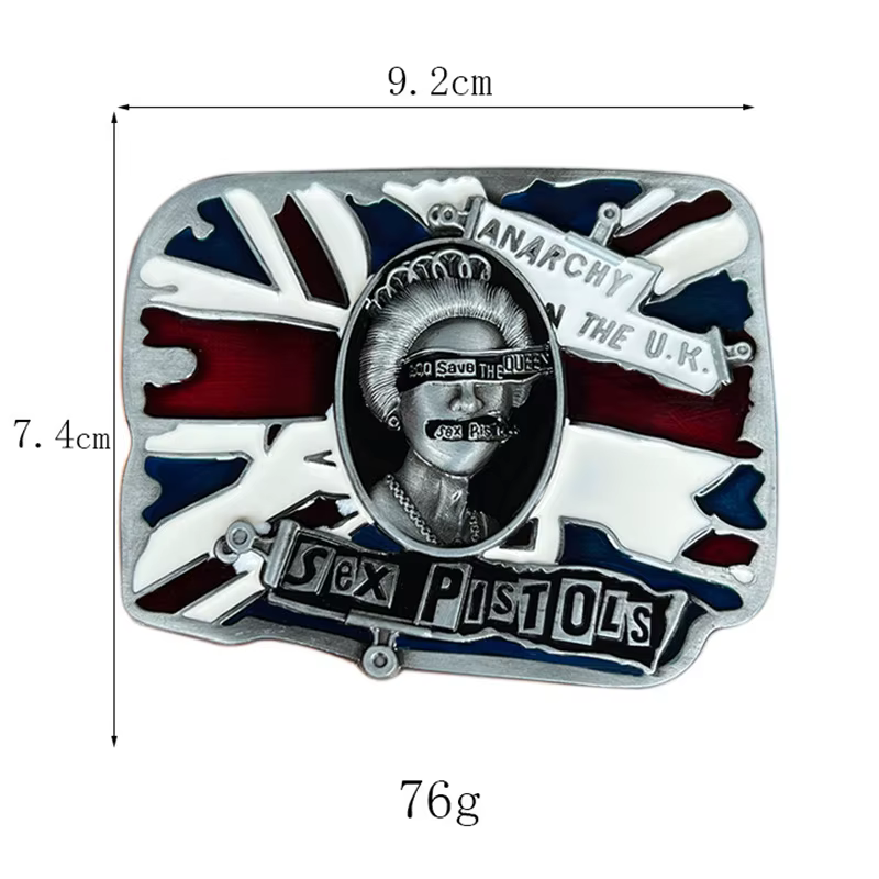 Boucle de ceinture musicale anarchiste britannique, style occidental euro-américain