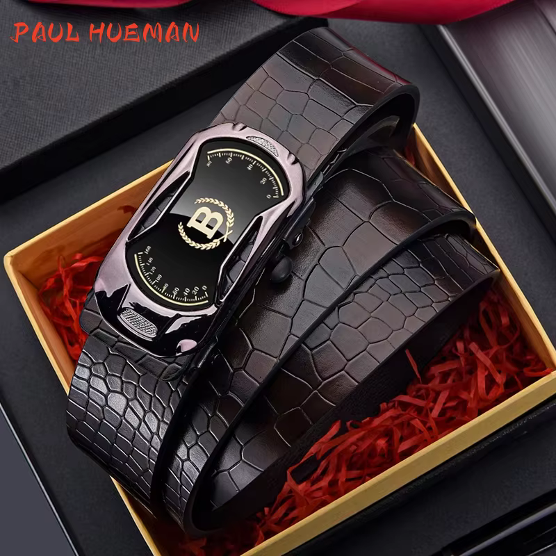 Ceinture en cuir PU élégante pour homme PAUL HUEMAN - Ceintures tendance - Boucle automatique pour affaires