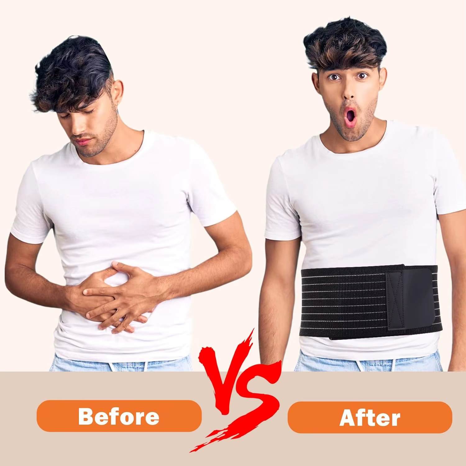 Ceinture pour hernie ombilicale pour hommes et femmes, bande abdominale avec coussinet de soutien pour hernie/bande de compression post-chirurgicale