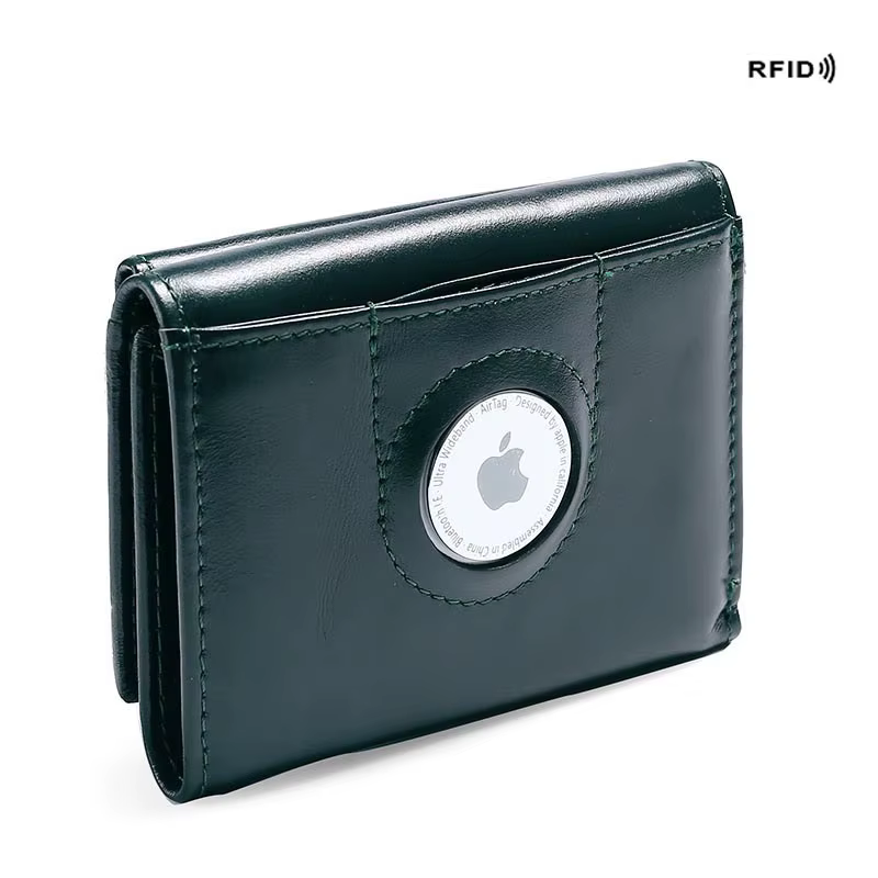 Portefeuille AirTag en cuir huilé RFID