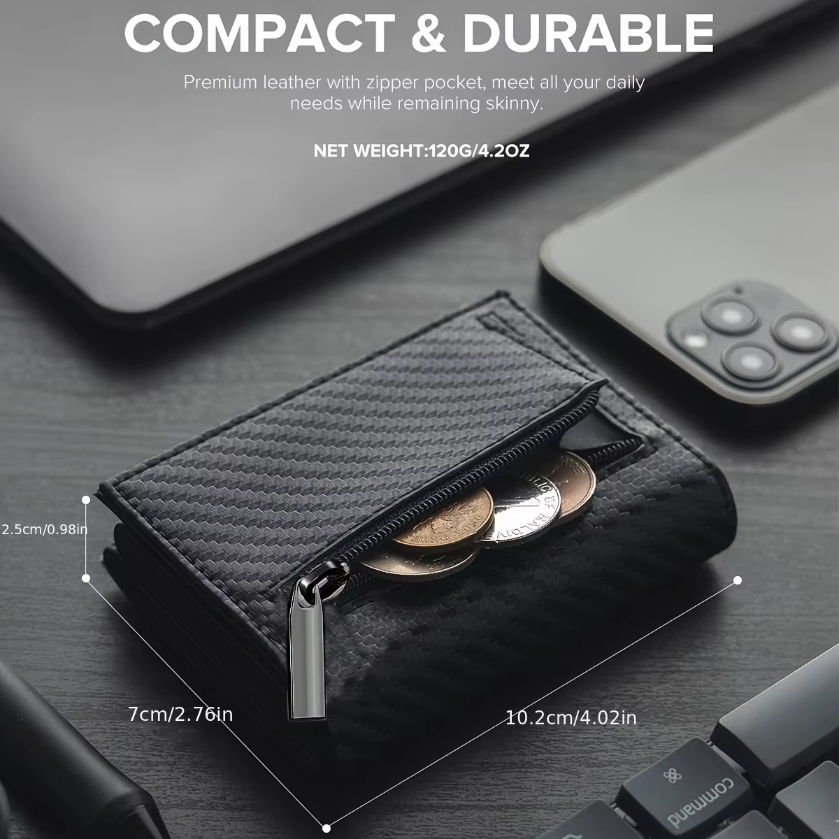 Portefeuille pour hommes avec fermeture éclair