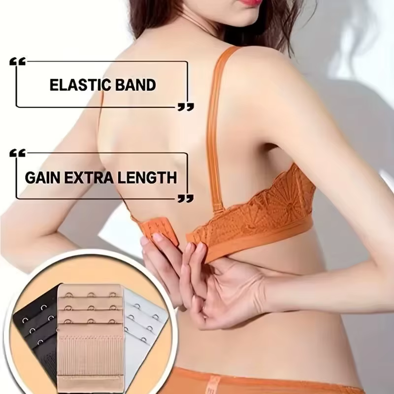 Lot de 3 rallonges de soutien-gorge élastiques pour femmes, avec crochets et clips, extenseurs de soutien-gorge réglables, accessoires de lingerie