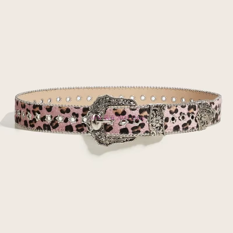 49ME – ceinture imprimée léopard à mode des années avec boucles à ardillon