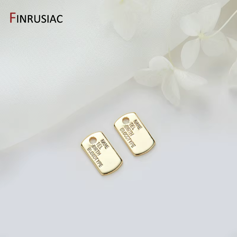 Étiquette porte-bonheur plaquée or 14 carats, pendentif de marque Kpop Hip-Pop, composant de fabrication de bijoux de luxe à la mode
