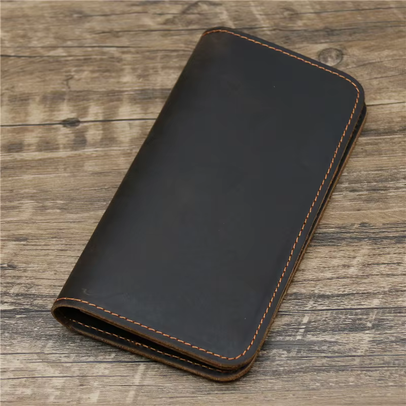 Meilleur portefeuille personnalisé en cuir véritable pour hommes avec porte- chéquier Long