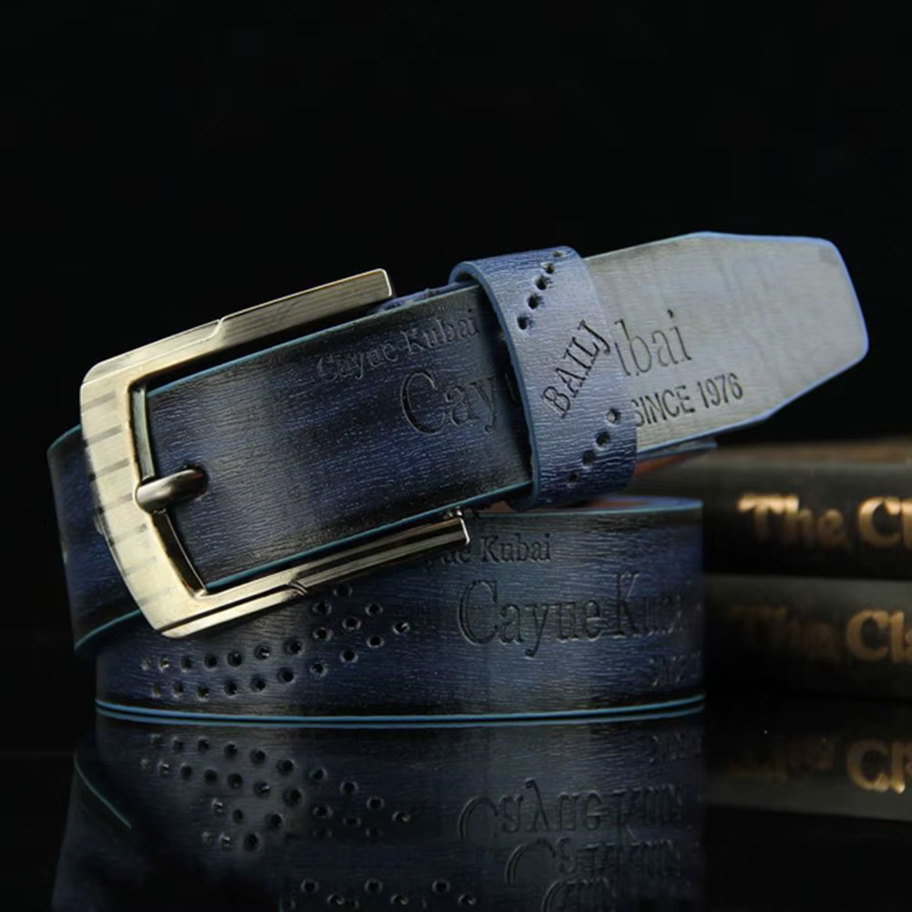 Ceinture en cuir pour hommes lettre imprimée luxe classique boucle affaires Cowboy Vintage