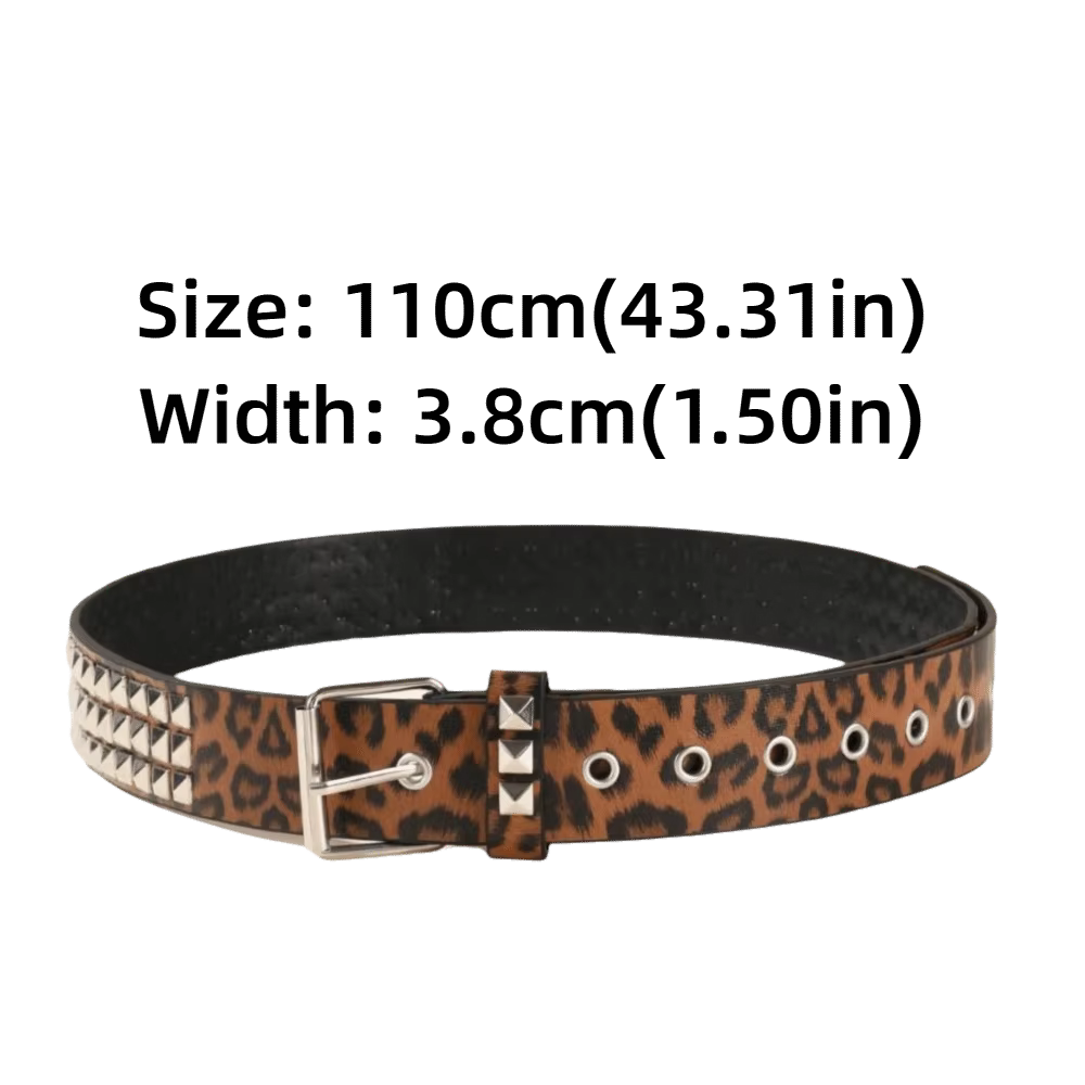 Ceinture tendance à imprimé léopard avec rivets