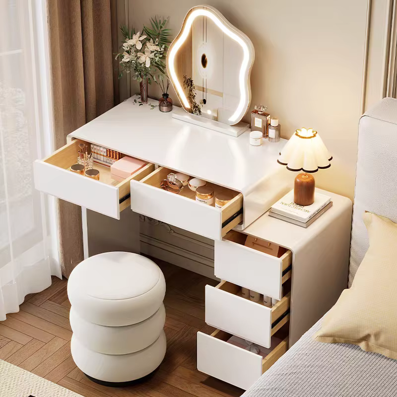 Chambre à coucher femmes coiffeuse luxe bois rangement miroir coiffure coiffeuse maison blanc Muebles De dortoir meubles