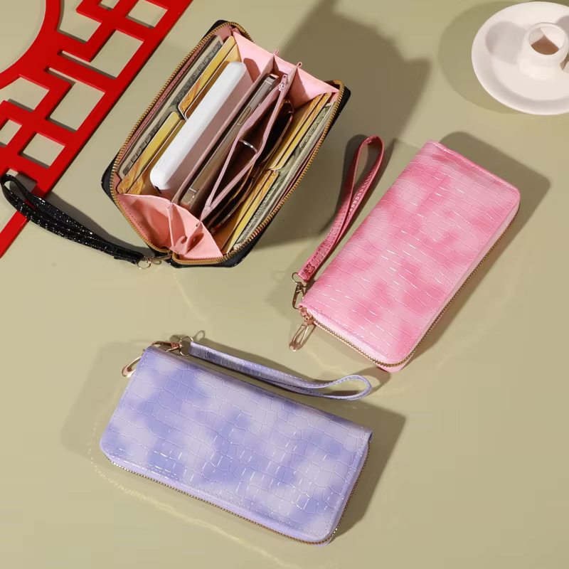 Portefeuille Classique de Grande Capacité avec Fermeture Éclair