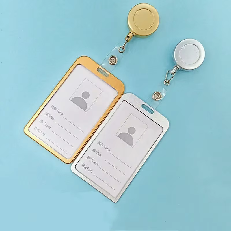 Porte-carte de crédit portefeuille en alliage d'aluminium nom de employé couverture de carte d'identité en métal travail identité Badge ID étui d'affaires