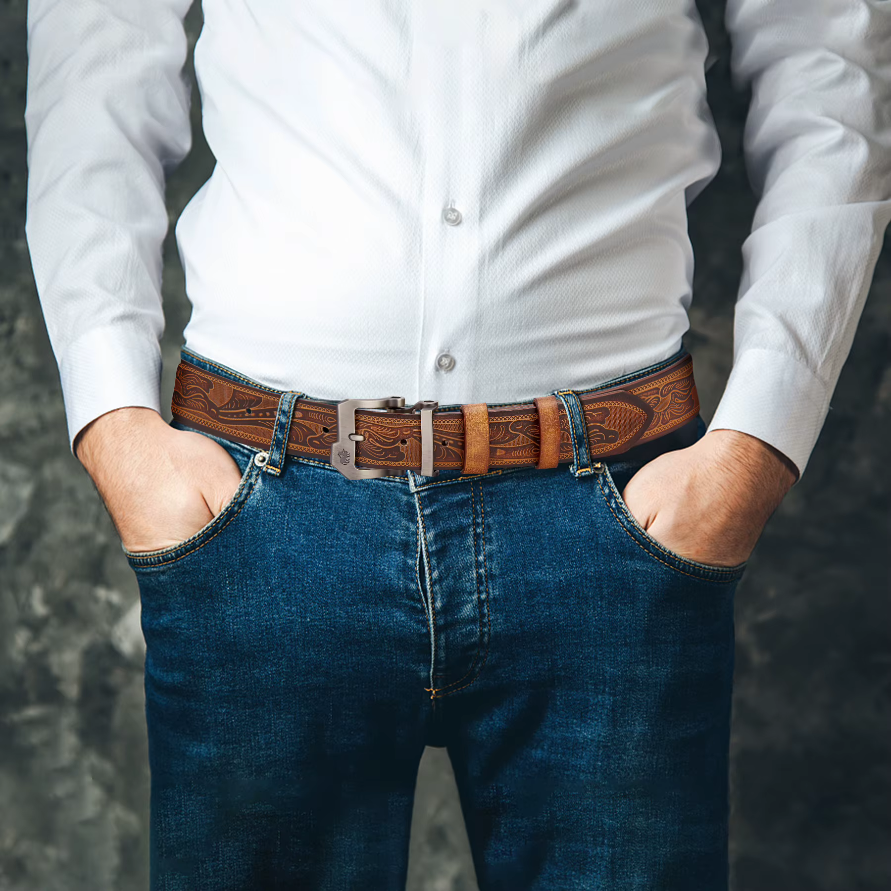 BISON DENIM en cuir véritable hommes ceinture Vintage haute qualité taille sangle de luxe boucle ardillon mâle meilleur cadeau ceintures décontractées pour jean